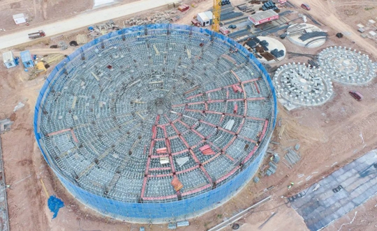 邦普宜化項目標(biāo)志性建筑“鳥巢”初具雛形！